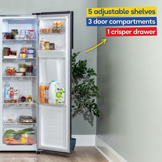 Russell Hobbs RH90AFF201SS-WD 177cm 70/30 Frost Free Fridge Freezer - Stainless Steel - Annotation - Fridge storage shot