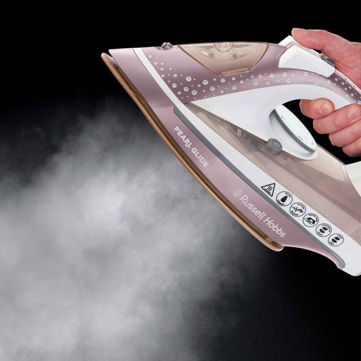 Russell Hobbs Pearl Glide 23972 2600 Watt Iron -Pink - Steam from iron
