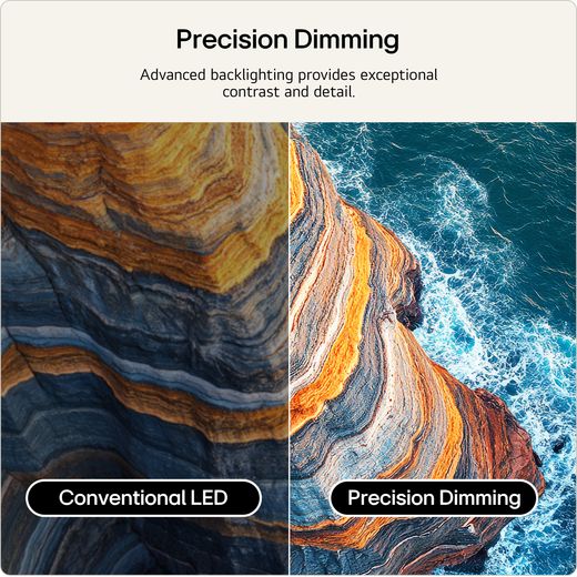 LG evo AI 50" 4K Ultra HD MiniLED Smart TV - Annotation - precision dimming shot 