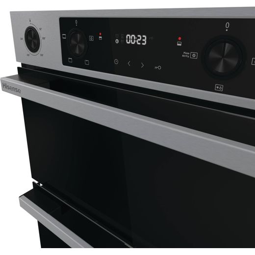 Hisense Hi6 Built In Electric Double Oven - Stainless Steel  - Close up handle shot