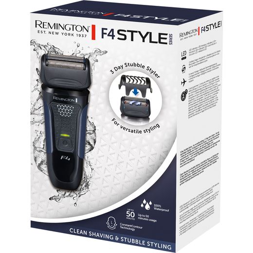 Remington Style Edition F4002 Mens Shaver Black - Left box perspective shot