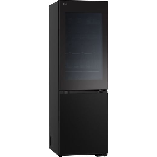 LG InstaView™ ThinQ™ 60/40 Total No Frost Fridge Freezer - Black Steel - Right perpsective shot
