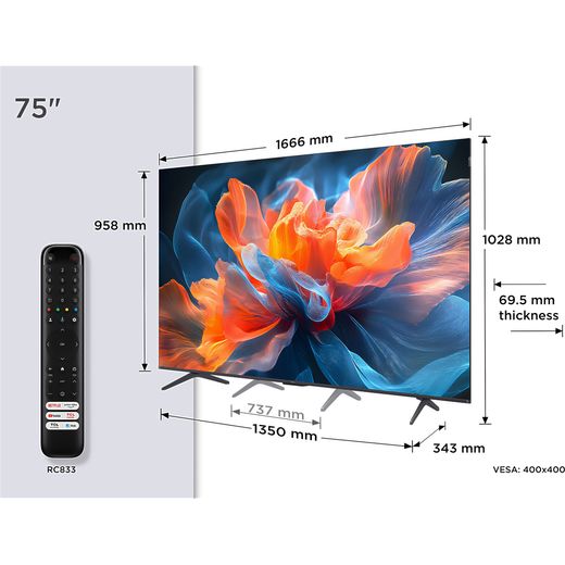 TCL T8C 75" 4K Ultra HD QLED Smart Google TV - Annotation - Dimeson shot