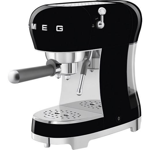 Smeg 50's Retro Espresso Coffee Machine - Black - Left perspective shot