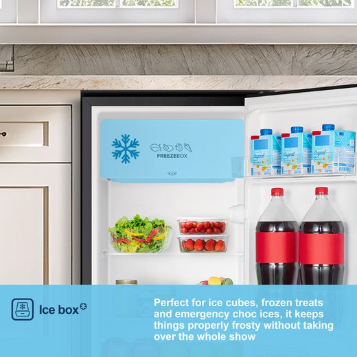 Fridgemaster MUR4894EB Compact 84cm Fridge with Ice Box - Black  - Annotation - ice box shot