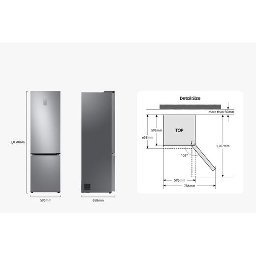 Samsung Total No Frost Fridge Freezer - Silver - DImensions