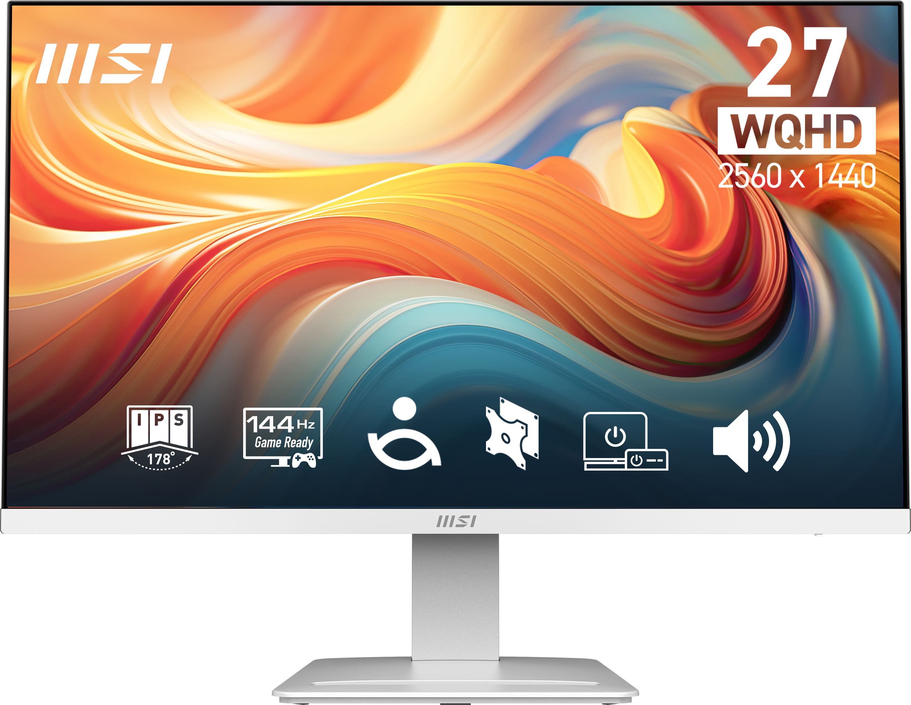 MSI Pro MP273QW E14 - 27 Inch Monitor - WQHD 2560 x 1440 - 144Hz - 4ms - IPS - White