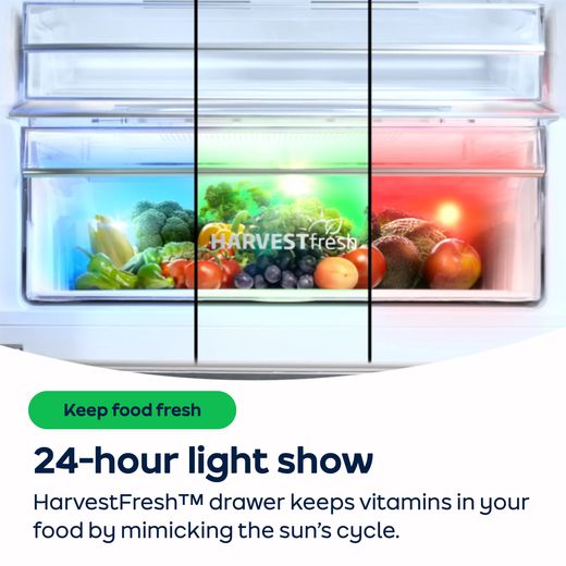 Beko HarvestFresh™ Integrated Frost Free Fridge Freezer with Sliding hinges Kit - White - Annotation - Harvest fresh shot