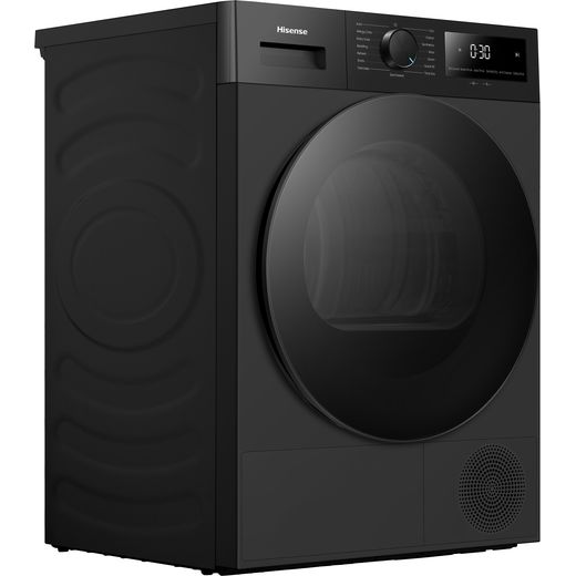 Hisense 1i KitchenFit Series DH1I800UBEEA 8Kg Heat Pump Tumble Dryer - Black - right perspective shot