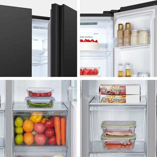 Fridgemaster American Fridge Freezer - Black - Multiple shots