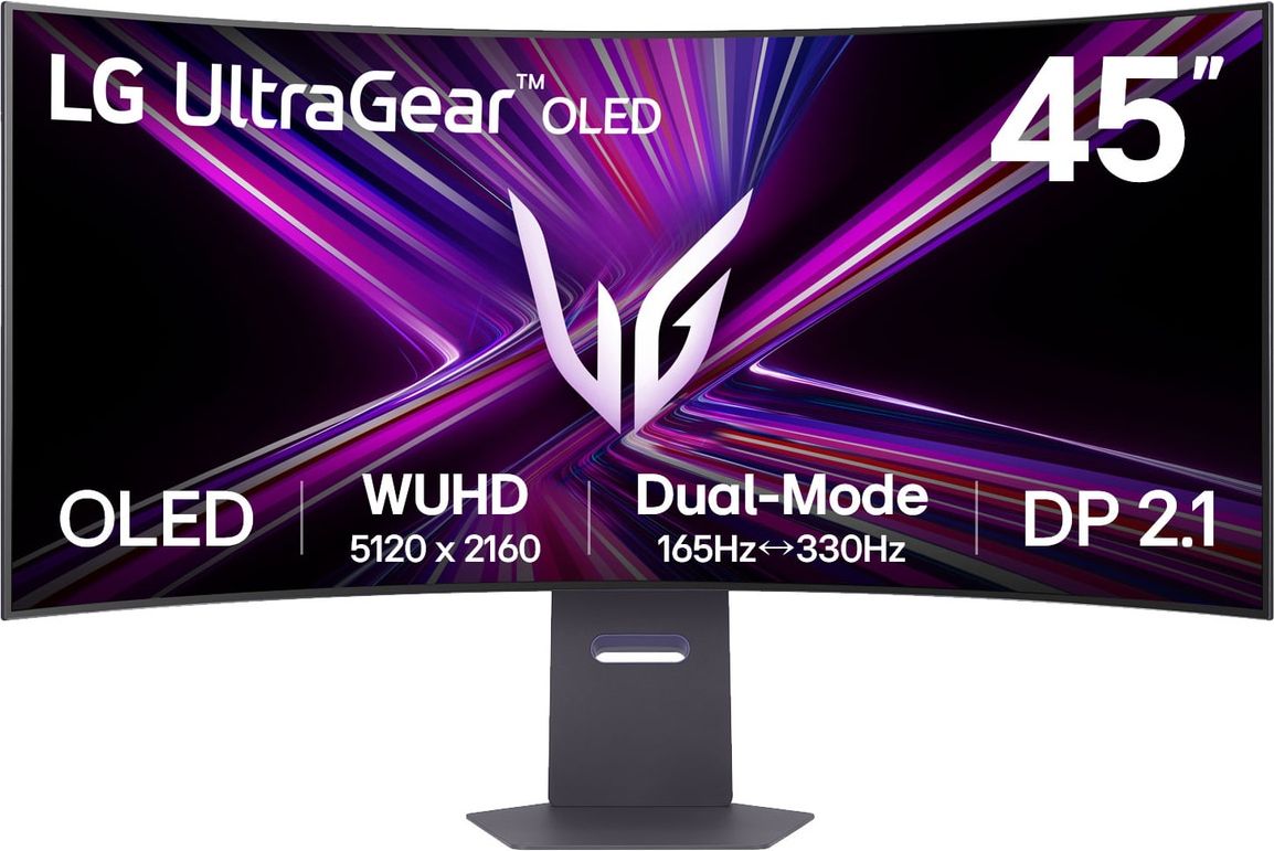 LG UltraGear 45" Gaming Monitor - 5K Ultra HD OLED - 165Hz - 0.03ms GtG - 21:9 Curved - FreeSync Premium Pro - G-SYNC Compatible - Black