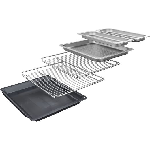 Bosch Serie 8 Electric Single Oven - Black - Left rack perspective shot