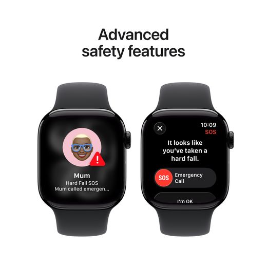 Apple in Black Sport Band - Annotation - Advanced safety features