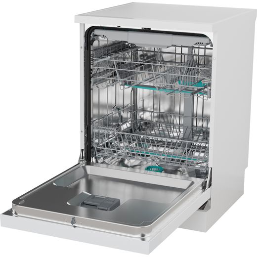 Hisense Hi4 Standard Dishwasher - White - Door open left perspective
