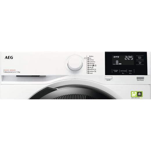 AEG 8000 AbsoluteCare® TR819A4B 9Kg Heat Pump Tumble Dryer - White - Control panel