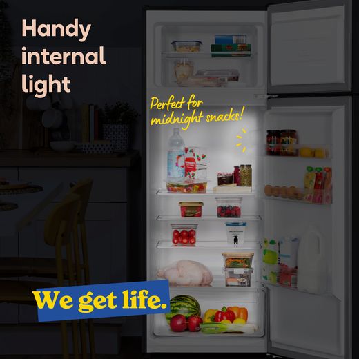 Russell Hobbs RH143TMFF542E1B 143cm 80/20 Small Fridge Freezer - Black - Annotation - light shot