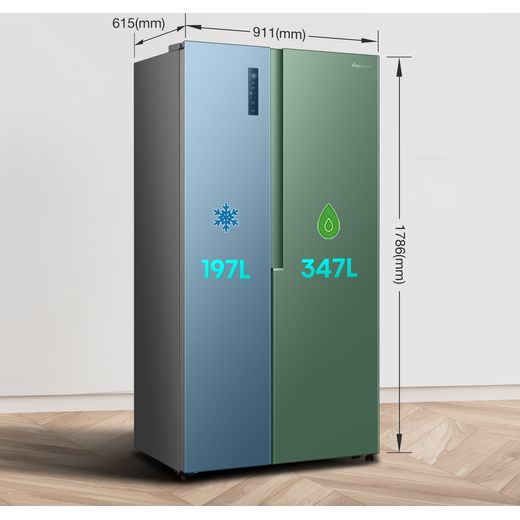 Fridgemaster American Fridge Freezer - Silver - Annotation - Dimension shot
