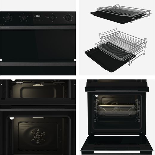 Hisense Hi6 Built In Electric Double Oven - Black - Close up features shot