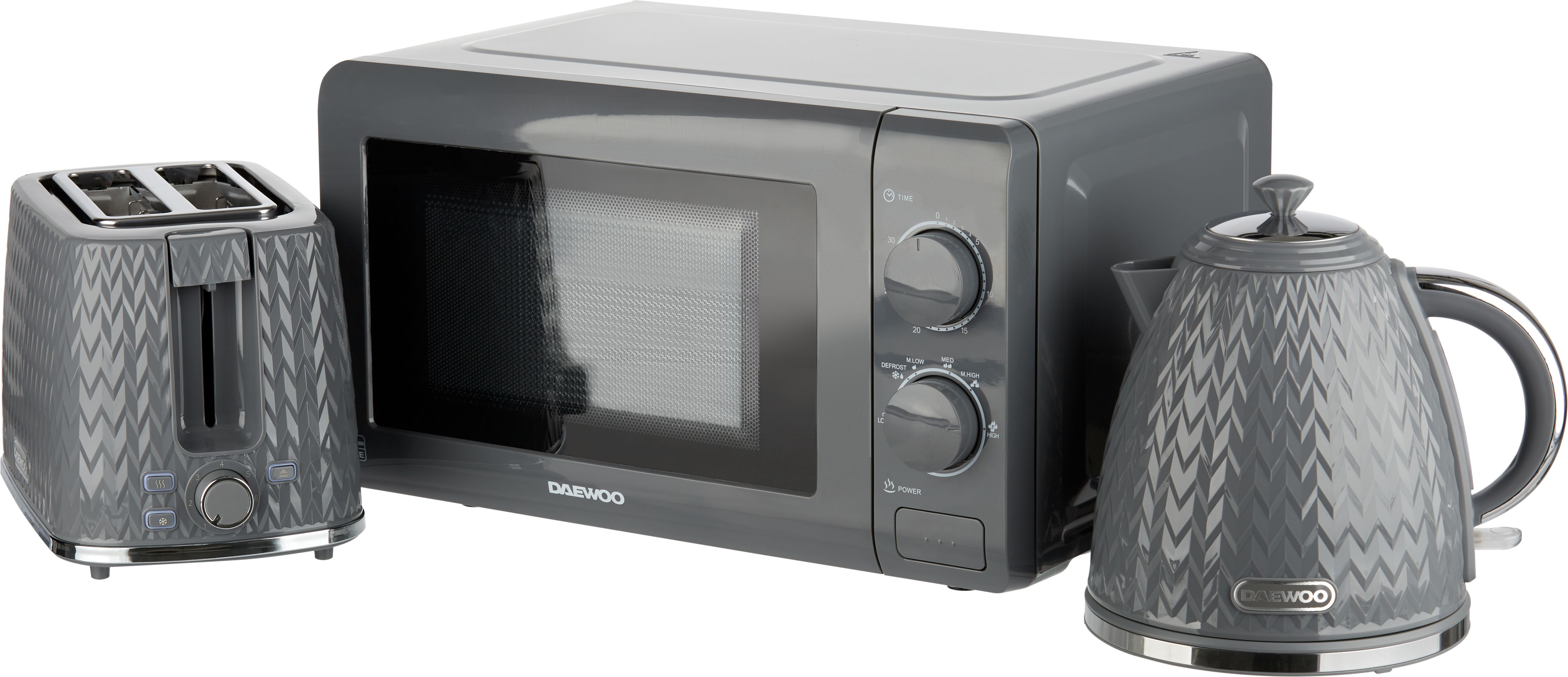 Daewoo Argyle Collection SDA2221 Freestanding Microwave Breakfast Set - Grey, Grey