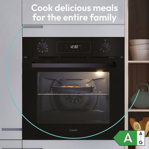Candy Idea Built In Electric Single Oven - Black - Annotation - Cook meal shot