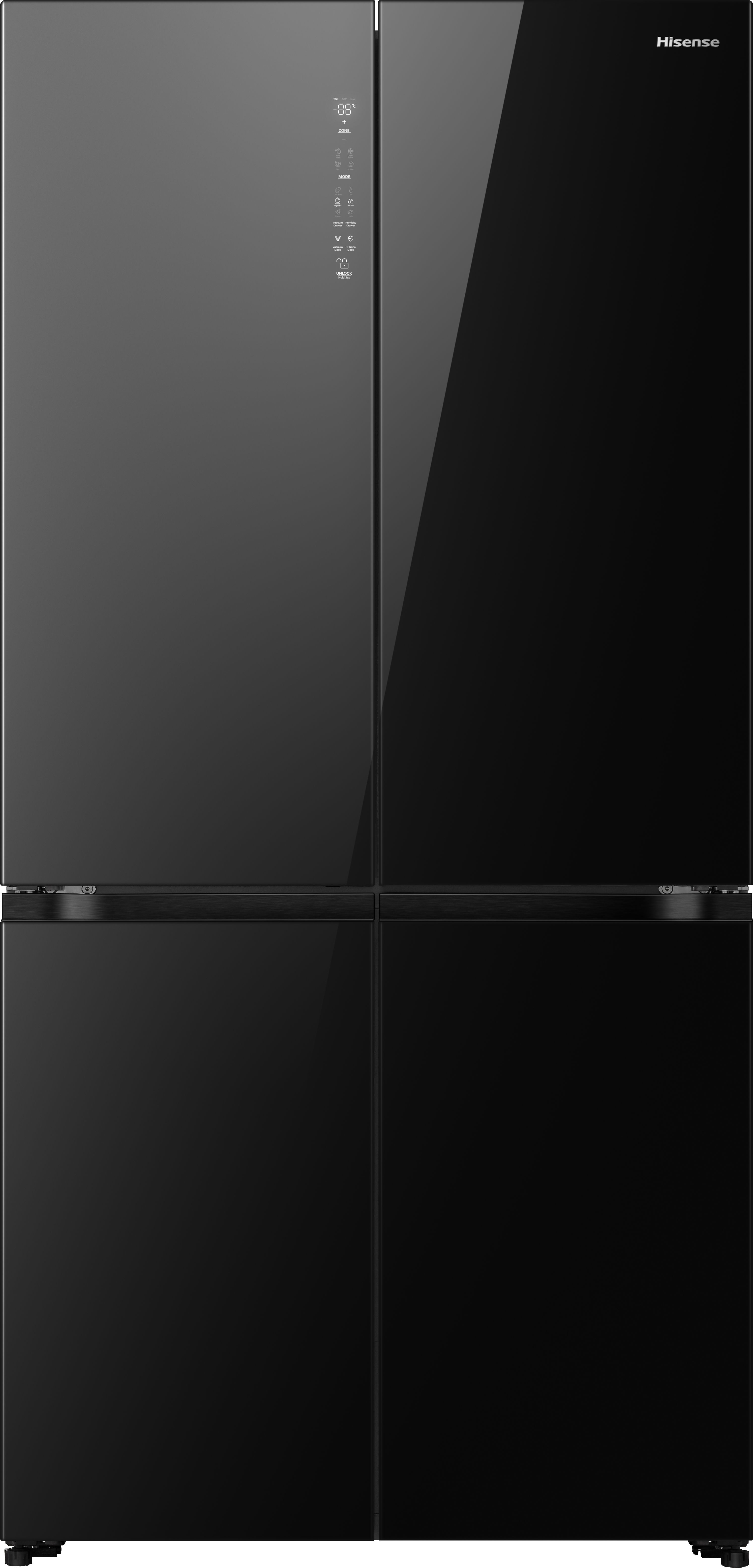 Hisense RQ768N4GBE American Fridge Freezer - Total No Frost - Black Glass
