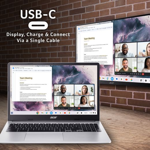 Acer Chromebook 315 CB315-4HT - Silver - Annotation - USB-C