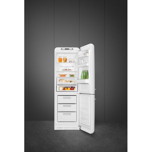 Smeg 50's Style FAB32RWH6UK 197cm Frost Free Fridge Freezer - White - Fridge freezer with door open shot