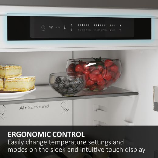 Haier Series 6 ID Titanium 2 HBQW5518DK 177cm Integrated No Frost Fridge Freezer with Sliding Door Fixing Kit - White - Annotation - Control shot