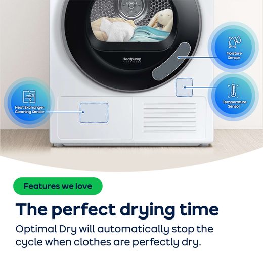 Samsung Series 6 OptimalDry™ DV90T6240LN Wifi Connected 9Kg Heat Pump Tumble Dryer - Graphite - AO Annotation - Optimal Dry