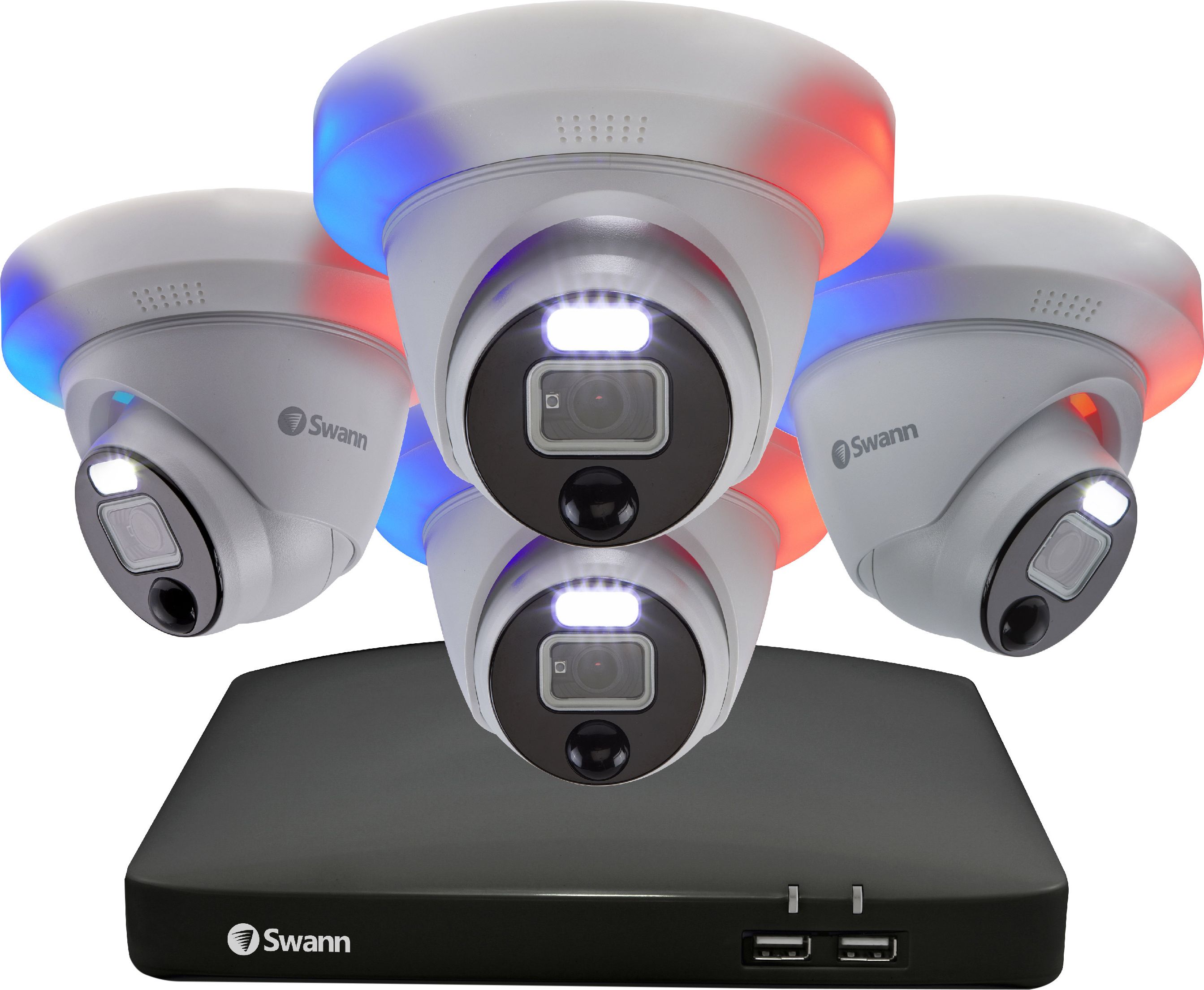 Swann Enforcer 4 Camera 8 Channel DVR Security System Full HD 1080p Smart Home Security Camera - Black, Black