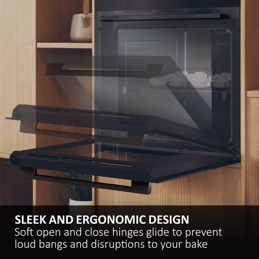 Haier ID Series 2 Built In Electric Single Oven - Black - Annotation - Soft open door shot