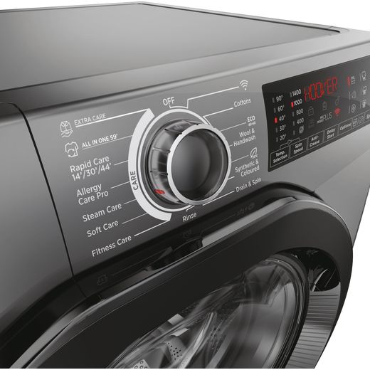 Hoover 31020227 H3WPS4126TAMBR80 12kg Washing Machine with 1400 rpm - Anthracite - Close up control panel shot