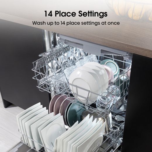 Hisense Fully Integrated Standard Dishwasher - Silver - Annotation - 14 place settings