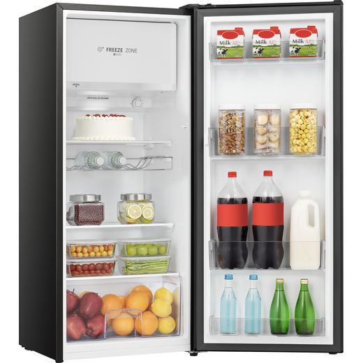 Hisense RR220D4BBE Fridge - Black - Right perpsective with door open shot 