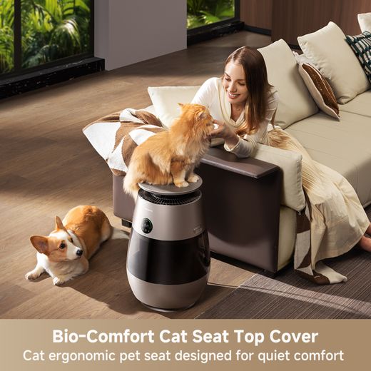 Dreame AP10 Pet CVF61A Air Purifier - Grey - annotation - cat seat shot
