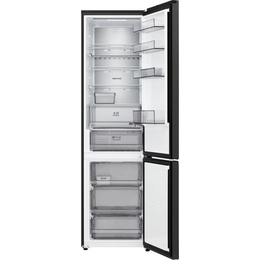 LG NatureFRESH™ GBBS524CEV 203cm No Frost Fridge Freezer - Black Steel - Front with door open shot