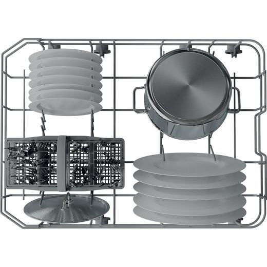 Indesit Fully Integrated Slimline Dishwasher - White Control Panel  - Top basket shot