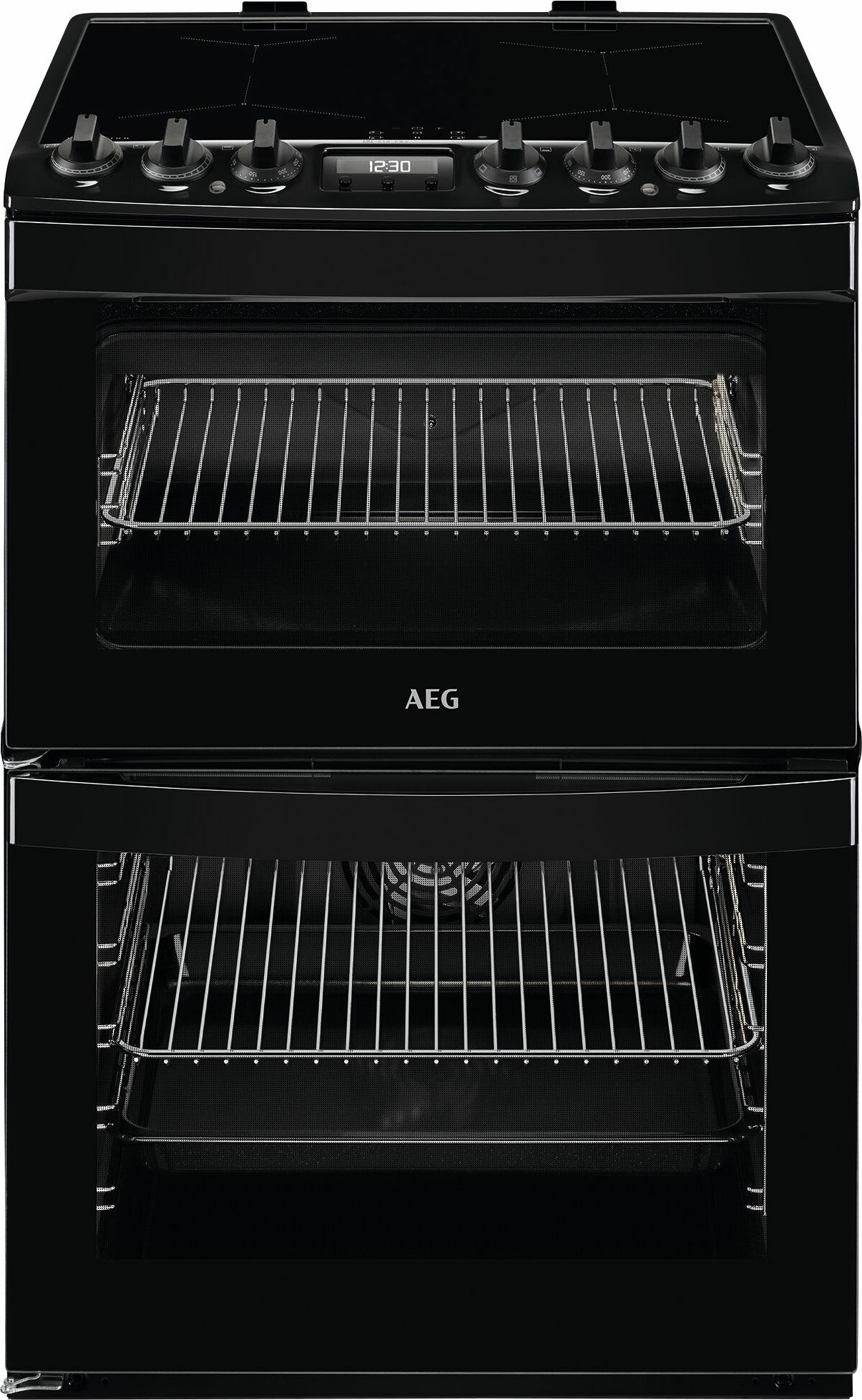 Image of AEG 6000 SteamBake CIB6743ACB 60cm Wide Double Oven Electric Cooker - Black - A Rated, Black