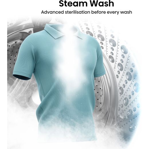 Hisense 7S Series WF7S1247BB 12kg Washing Machine with 1400 rpm - Black - Annotation - Steam wash shot