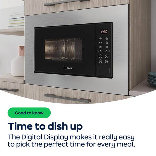 Indesit IP 252R XUK 22 Litre 4 6cm High, Built In Microwave and Grill - Stainless Steel - AO Annotation - Digital-Display
