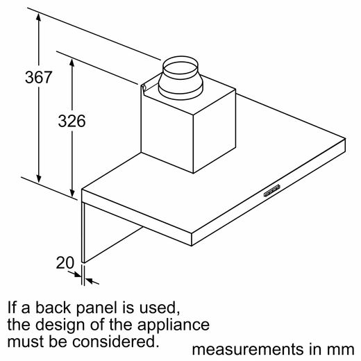 Bosch Series 2 DWB66BC60B 60 cm Chimney Cooker Hood - Black - Dimensions