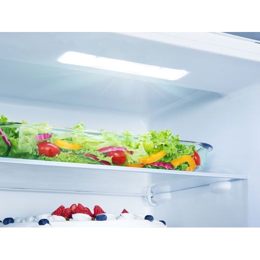 Hisense Integrated 50/50 Frost Free Fridge Freezer with Sliding Door Fixing Kit - White - Close up inside shot
