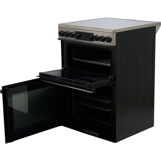 Hisense Hi6 Max HDCEC6C20X 60cm Wide Double Oven Electric Cooker with Ceramic Hob - Stainless Steel - Door open