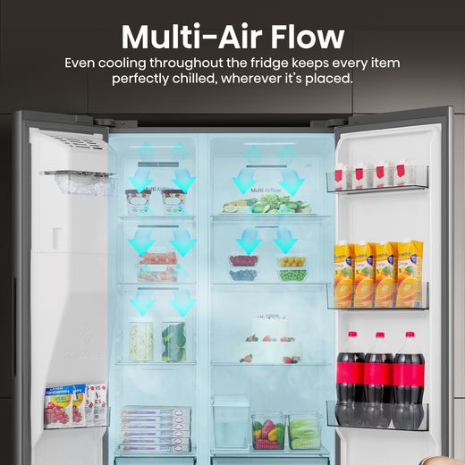 Hisense American Fridge Freezer - Stainless Steel  - Annotation - multi air flow shot