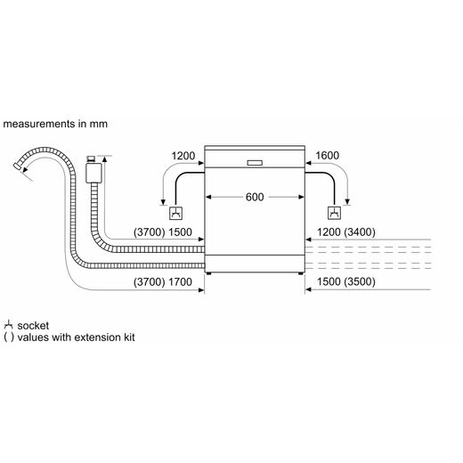 NEFF N30 Fully Integrated Standard Dishwasher - Stainless Steel with Fixed Door Fixing Kit - Dimensions