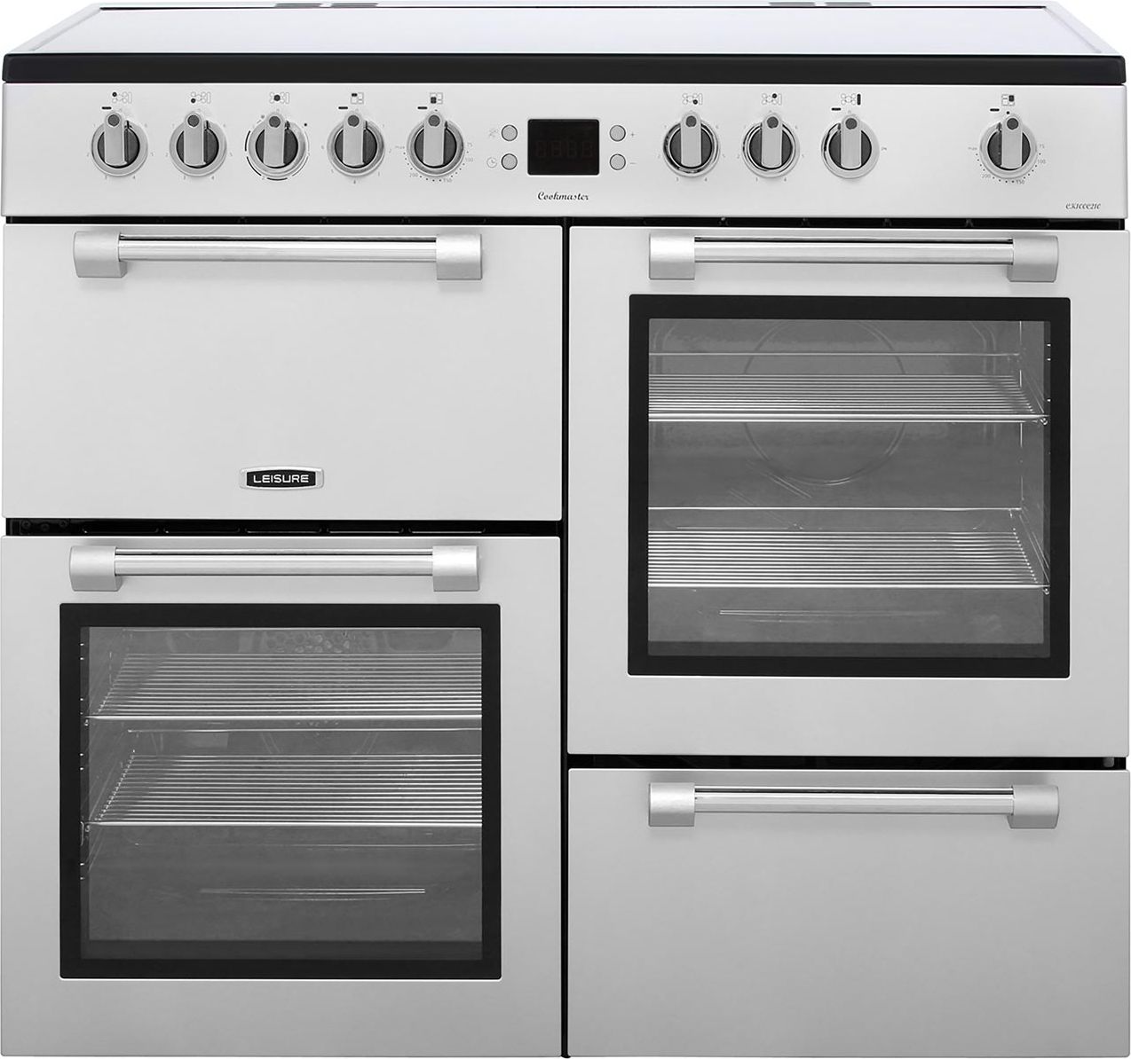 Image of Leisure Cookmaster CK100C210S 100cm wide Electric Range Cooker with Ceramic Hob - Silver - A/A Rated, Silver