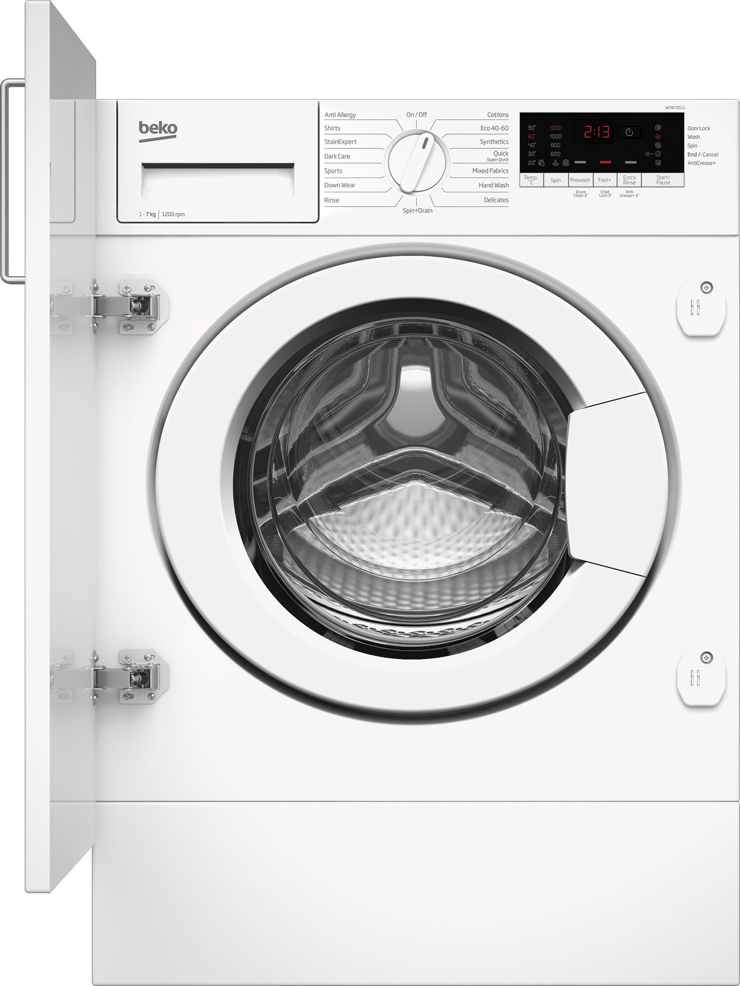 Beko WTIK72111 Integrated 7kg Washing Machine with 1200 rpm - White - C Rated, White
