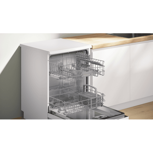 Bosch Series 2 Standard Dishwasher - White - lifestyle - dishwasher in kitchen at the end of units, door open