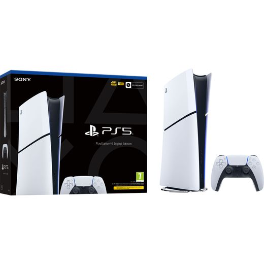 PlayStation 5 Digital Edition (Model Group – Slim) 825GB - White / Black - Front shot