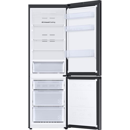 Samsung Frost Free Fridge Freezer - Black - Front with door open shot